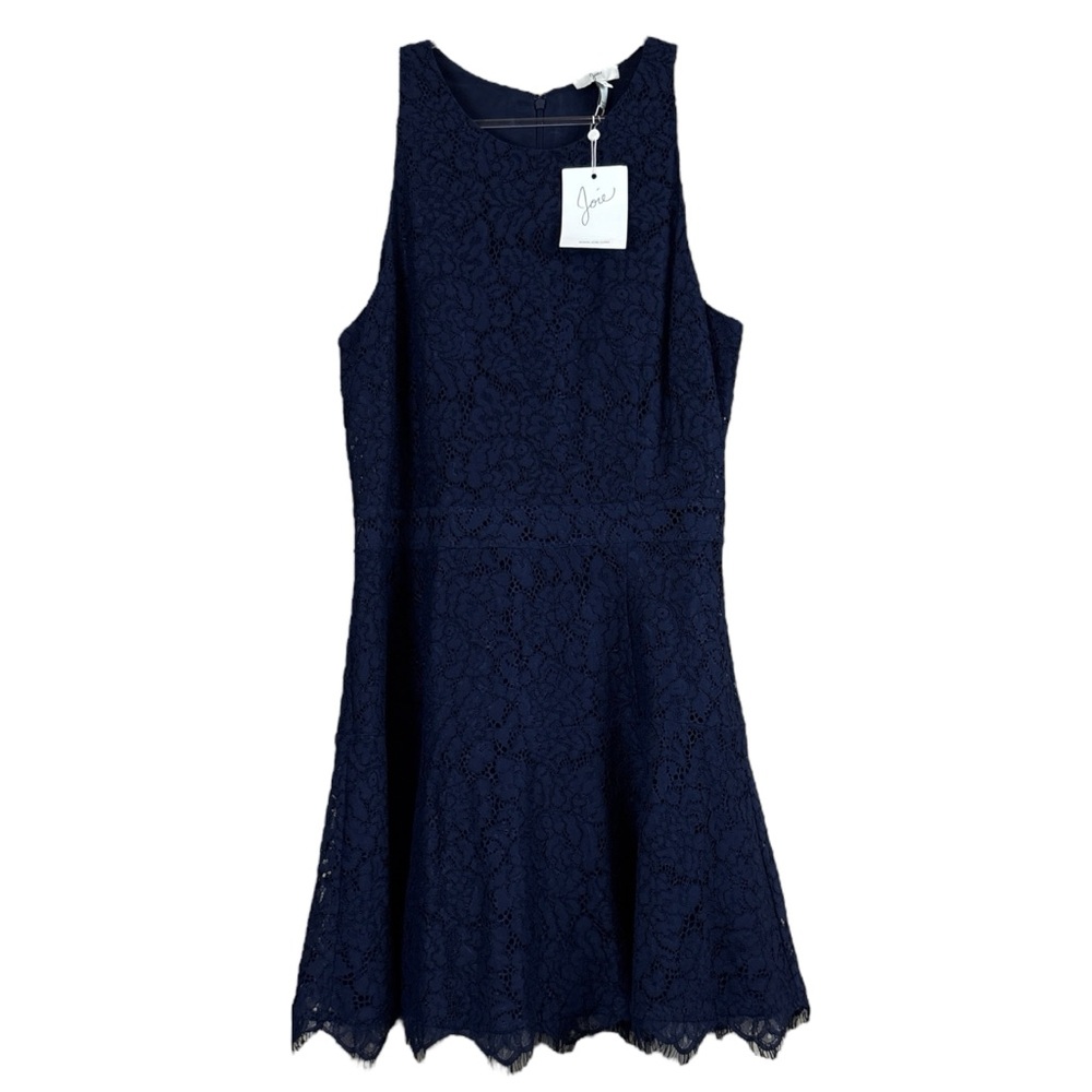 New Joie Adisa Lace Sleeveless Zip Cocktail Mini Dress Dark Navy Blue Size 8